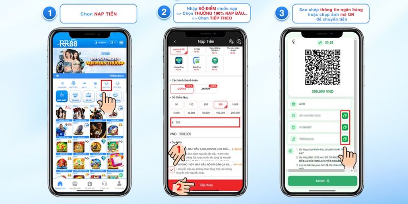 Cách nạp tiền vào tài khoản RR88 nhanh chóng